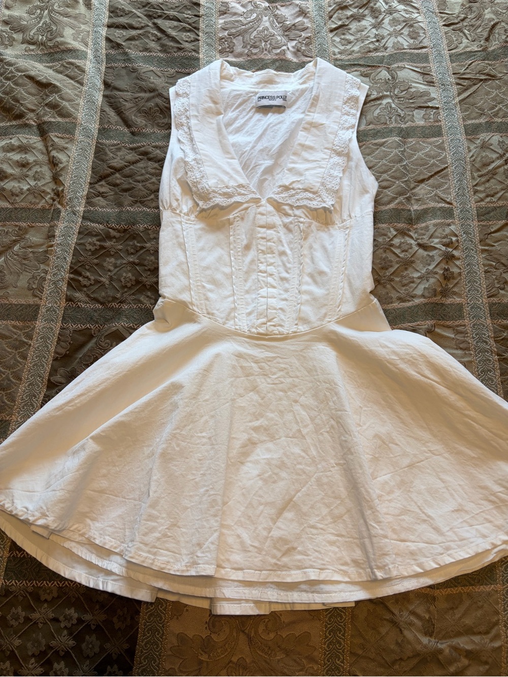 Princess Polly White Sleeveless Collared Fit-and-Flare Dress